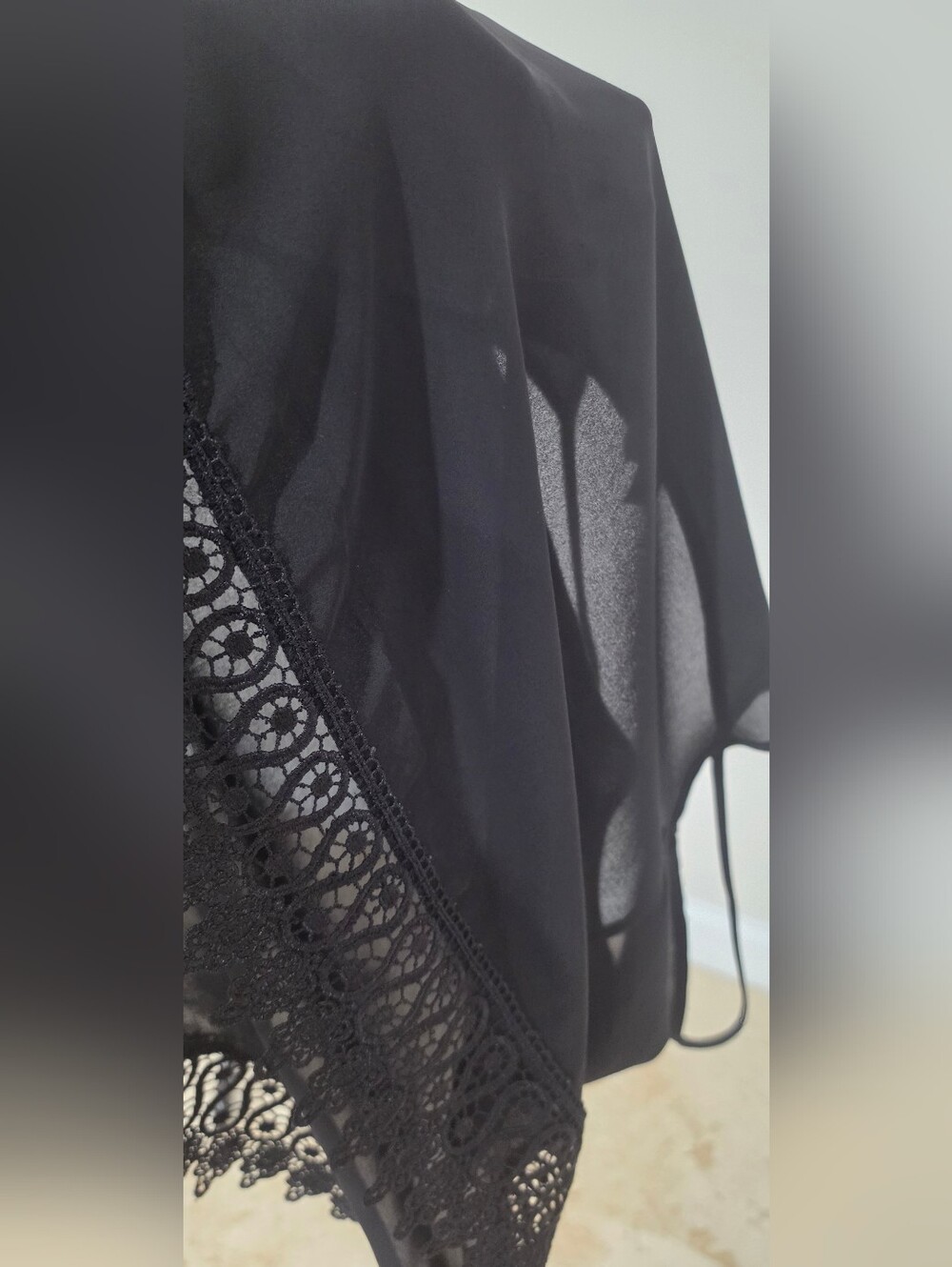 Black Crochet Hem Sleeveless Top - Picture 5 of 5